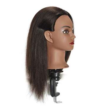 Traininghead 18-20" 100% Human hair Mannequin head Training Head Cosmetology Manikin Head Doll Head with free Clamp Stand