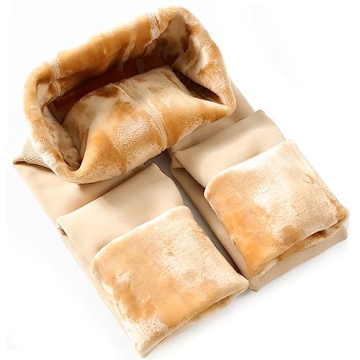 CHRLEISURE Women's Velvet Winter Leggings - Warm Fleece Tights (Skin, XS/S)