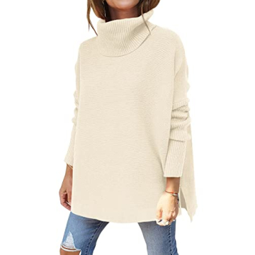 ANRABESS Women's Oversized Turtleneck Sweater - Chic Fall 2024 Knit Top