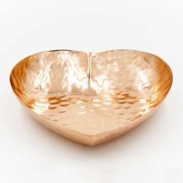 Copper Heart Shape Dish - Hand Hammered Pure Copper Dish - Heart Shaped Bowl for Mothers Day, Wedding, Anniversary, Valentines Day