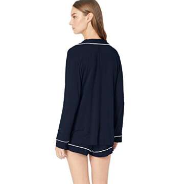 Eberjey Gisele Long Sleeve and Short PJ Set Navy/Ivory