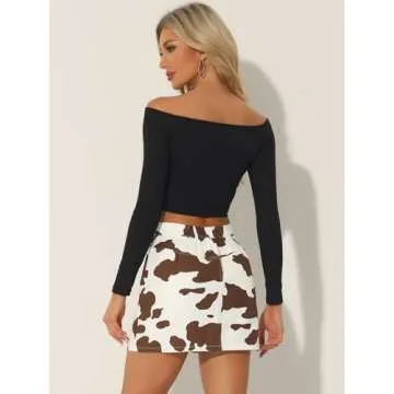 Allegra K Women's High Waist Mini Cow Print Skirt