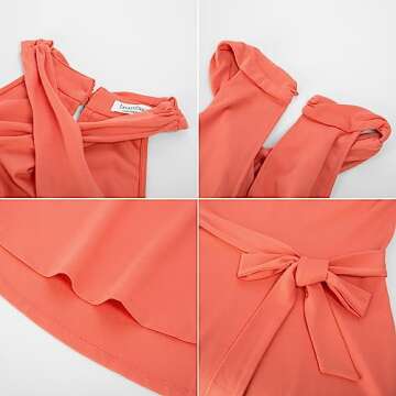 JASAMBAC Women's Fall Dresses 2023 Midi Criss Cross Neck Sleeveless Ruffle Hem Cocktail Party Bodycon Dress with Belt