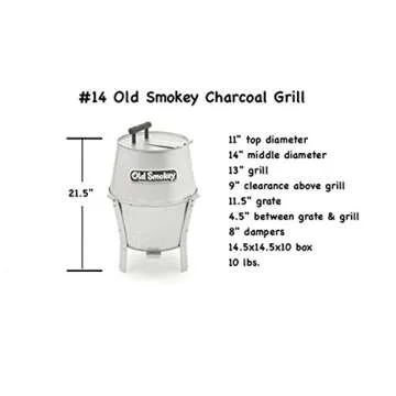 Old Smokey Charcoal Grill #14 Portable Charcoal Grill