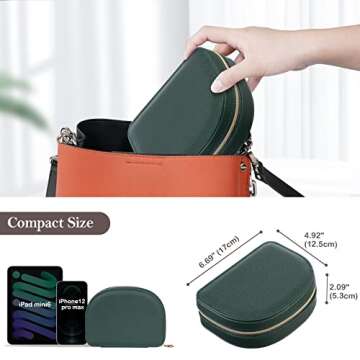 ProCase Travel Size Jewelry Box, Small Portable Seashell-Shaped Jewelry Case, 2 Layer Mini Jewelry Organizer in PU Leather for Women -Emerald