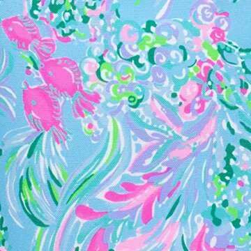 Lilly Pulitzer Leatherette Initial Keychain, Letter Bag Charm for Women, Best Fishes (A)