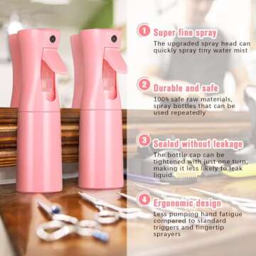 Spray Bottle, Fine Mist Spray Bottle for Hair, Ultra-Fine Continuous Spray Bottle for Skincare, Plan...