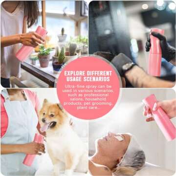 Spray Bottle, Fine Mist Spray Bottle for Hair, Ultra-Fine Continuous Spray Bottle for Skincare, Plant Care, Pet Grooming, Cleaning and Disinfection, Refillable Spray Container (1Pcs Pink 6.8oz/200ml)