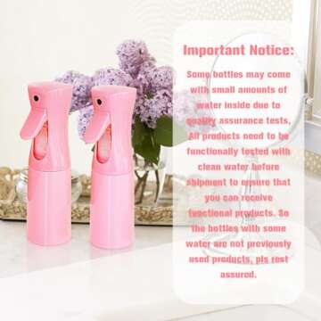 Spray Bottle, Fine Mist Spray Bottle for Hair, Ultra-Fine Continuous Spray Bottle for Skincare, Plant Care, Pet Grooming, Cleaning and Disinfection, Refillable Spray Container (1Pcs Pink 6.8oz/200ml)