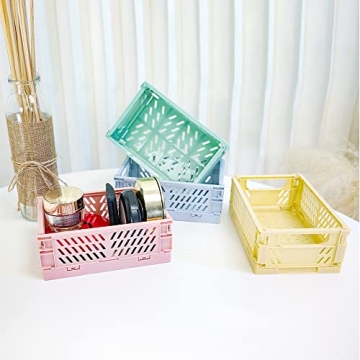 Mini Plastic Storage Baskets for Home Organization - 4 Pack