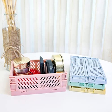 Mini Plastic Storage Baskets for Home Organization - 4 Pack