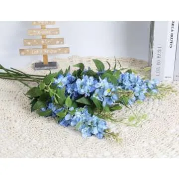 ICBOX Blue Delphinium Artificial Flowers for Home Decor
