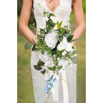 ICBOX Blue Delphinium Artificial Flowers for Home Decor