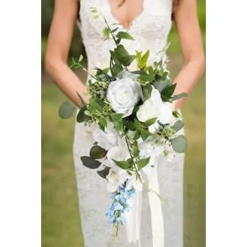 ICBOX Blue Delphinium Artificial Flowers for Home Decor