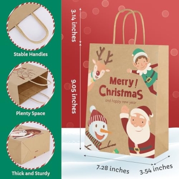Durable Medium Gift Bags - 24 Pack Kraft Paper Assorted