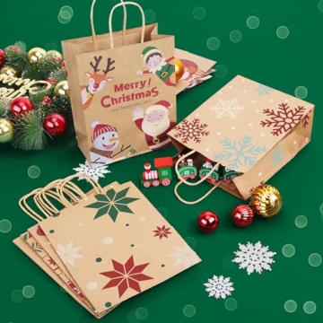 Durable Medium Gift Bags - 24 Pack Kraft Paper Assorted