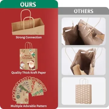 Durable Medium Gift Bags - 24 Pack Kraft Paper Assorted