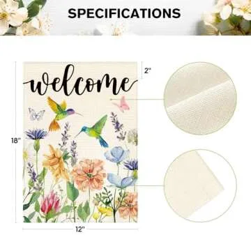 Hummingbird Spring Flowers Garden Flag 12 x 18 Inch Double Sided, Seasonal Welcome Yard Outdoor Decoration, Flag Pole NOT Included