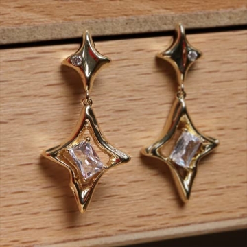 JeanBeau Gold Star Dangle Earrings for Women Statement Jewelry