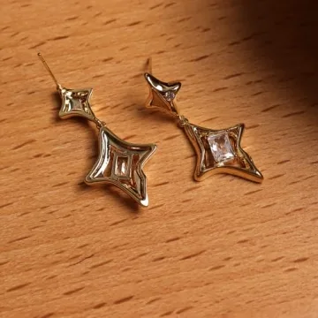 JeanBeau Gold Star Dangle Earrings for Women Statement Jewelry