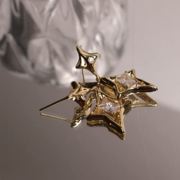 JeanBeau Gold Star Dangle Earrings for Women Statement Jewelry
