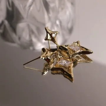 JeanBeau Gold Star Dangle Earrings for Women Statement Jewelry