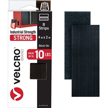 VELCRO Brand Heavy Duty Fasteners - 10 lbs Hold, 4x2 Inch Strips, 8 Sets