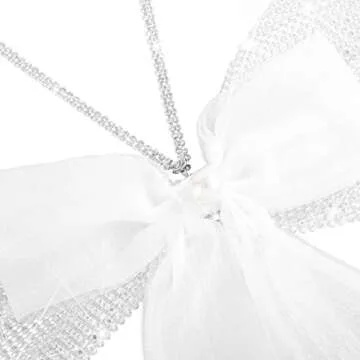 Wriidy Rhinestone Bra Bikini Sparkly Beach Top Mesh Fishnet Pearl Underwear Body Chain Accessories Nightclub Jewelry for Women and Girls (White)