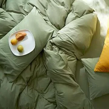 AMWAN Avocado Green Duvet Cover Jersey Knit Cotton Bedding Set King Solid Color Comforter Cover Modern Style Green Bedding Cover with 2 Pillowcases Luxury Soft T Shirt Cotton Bedding Collection