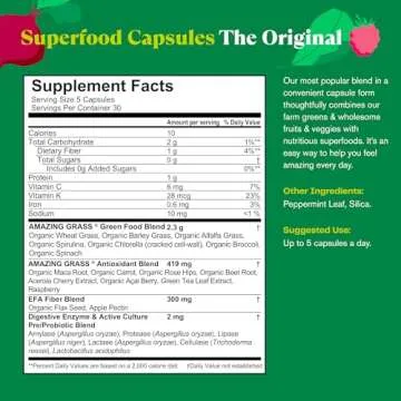 Amazing Grass Greens Superfood Powder: Greens Powder with Digestive Enzymes & Probiotics, Organic Spirulina, Chlorella, and Beet Root Powder, Original, 150 Count
