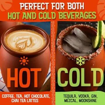 CANTAREY - 12oz Clay Cups for Tequila, Margaritas, Mojitos and More, Cantaritos de Barro Mexicanos, Natural Clay Margarita Glasses, Taco Tuesday Tazas de Barro, Set of 6