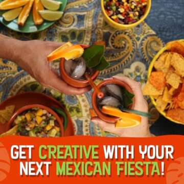 CANTAREY - 12oz Clay Cups for Tequila, Margaritas, Mojitos and More, Cantaritos de Barro Mexicanos, Natural Clay Margarita Glasses, Taco Tuesday Tazas de Barro, Set of 6