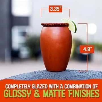 CANTAREY - 12oz Clay Cups for Tequila, Margaritas, Mojitos and More, Cantaritos de Barro Mexicanos, Natural Clay Margarita Glasses, Taco Tuesday Tazas de Barro, Set of 6