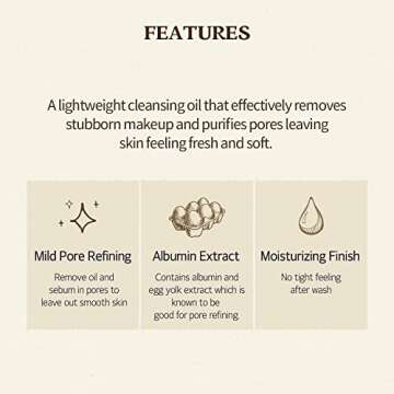 SKINFOOD Egg Perfect Pore Cleansing Oil 200ml - Light & Gentle Makeup Cleanser - Removing Impurities, Deep Pore Cleansing & Absorbong Sebum, Skin Purifying for Oily Skin (6.76 fl.oz.)