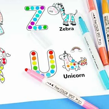 NiArt Dual Tip DOT Marker Pens - 24 Vibrant Colors with Fine Fiber and Round DOT Tips for Art, Coloring, Journaling, Hand Lettering, Sketching, Anime, Illustrating, Technical Drawing and More