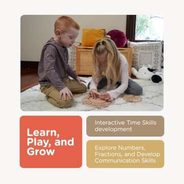 Tomaze Montessori Clock - Teach Time & Fractions for Kids