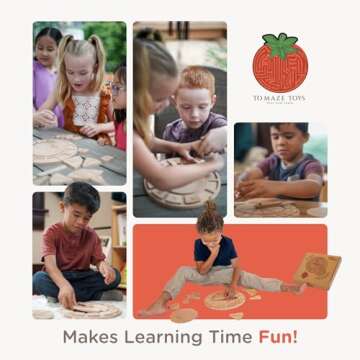 Tomaze Montessori Clock - Teach Time & Fractions for Kids