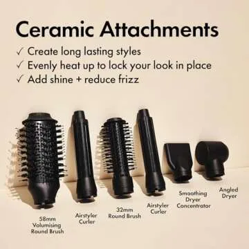 BONDIBOOST Everlast Airstyler Styling Brush, 6 Head Styling Tool for Salon Quality Hair with Ceramic Attachments + Versatile Heat & Airflow Settings + All Hair Types