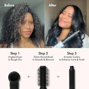 BONDIBOOST Everlast Airstyler Styling Brush, 6 Head Styling Tool for Salon Quality Hair with Ceramic Attachments + Versatile Heat & Airflow Settings + All Hair Types