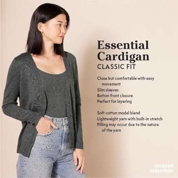 Amazon Essentials Women's Lightweight V-Neck Cardigan Sweater (Available in Plus Size), Olive, Small