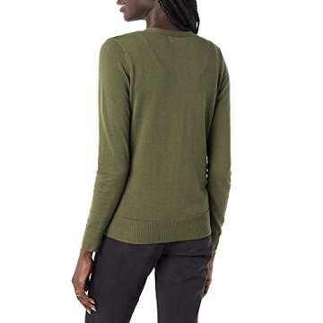 Amazon Essentials Women's Lightweight V-Neck Cardigan Sweater (Available in Plus Size), Olive, Small