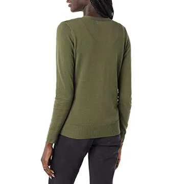 Amazon Essentials Women's Lightweight V-Neck Cardigan Sweater (Available in Plus Size), Olive, Small