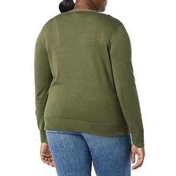 Amazon Essentials Women's Lightweight V-Neck Cardigan Sweater (Available in Plus Size), Olive, Small