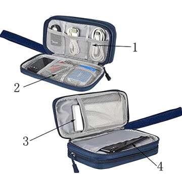 Dealcase Universal Electronics Accessories Case, Waterproof Portable Cable Organizer Bag, Multifunctional Travel Digital Accessories Storage Bag, Navy Blue