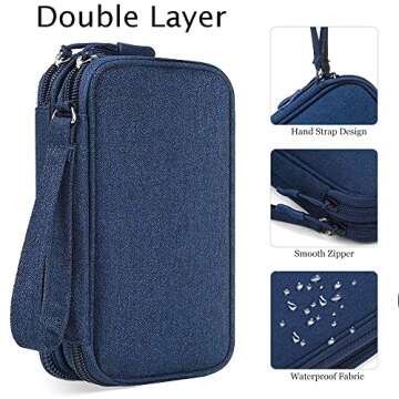 Dealcase Universal Electronics Accessories Case, Waterproof Portable Cable Organizer Bag, Multifunctional Travel Digital Accessories Storage Bag, Navy Blue