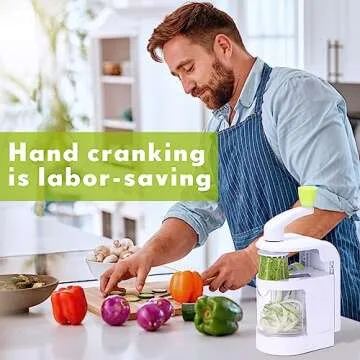 Hiboom 2 Pack Spiralizer Vegetable Slicer 4 in 1 Rotating Blades Zucchini Noodle Maker Handheld Zoodles Spiralizer Heavy Duty Multifunctional Vegetable Slicer with Powerful Suction Cups