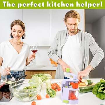 Hiboom 2 Pack Spiralizer Vegetable Slicer 4 in 1 Rotating Blades Zucchini Noodle Maker Handheld Zoodles Spiralizer Heavy Duty Multifunctional Vegetable Slicer with Powerful Suction Cups