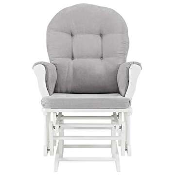 Windsor Glider and Ottoman, Polyester, Wood, Metal, White with Gray Cushion