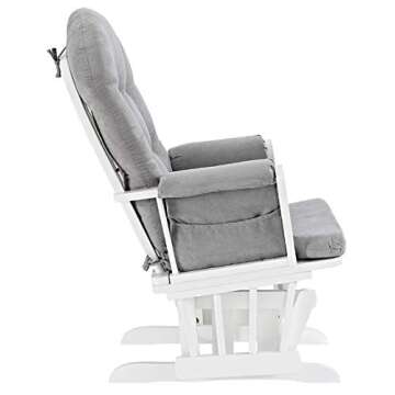Windsor Glider and Ottoman, Polyester, Wood, Metal, White with Gray Cushion