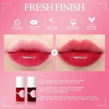 bayfree Lip Tint Stain Set, Korean Water Tint Lightweight Non-sticky, Waterproof Long Lasting Liquid Blush & Lip Stain, Transfer-Proof, Matte Finish Lip Color Makeup